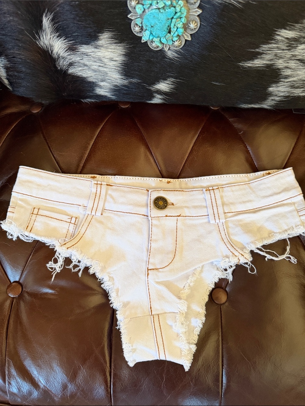Faith Connexion White Frayed High-Rise Denim Shorts